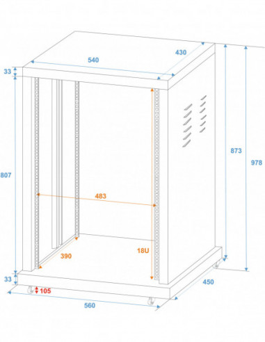 ROADINGER Steel Rack SR-19, 18U