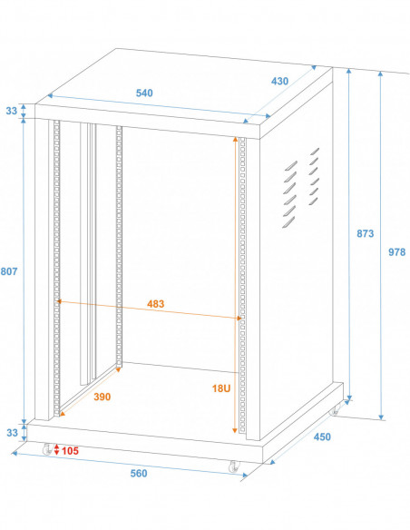 ROADINGER Steel Rack SR-19, 18U