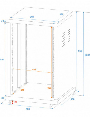 ROADINGER Steel Rack SR-19, 20U