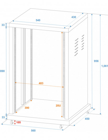 ROADINGER Steel Rack SR-19, 20U