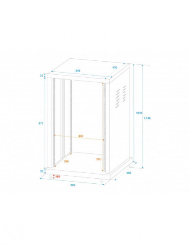 ROADINGER Steel Rack SR-19, 22U