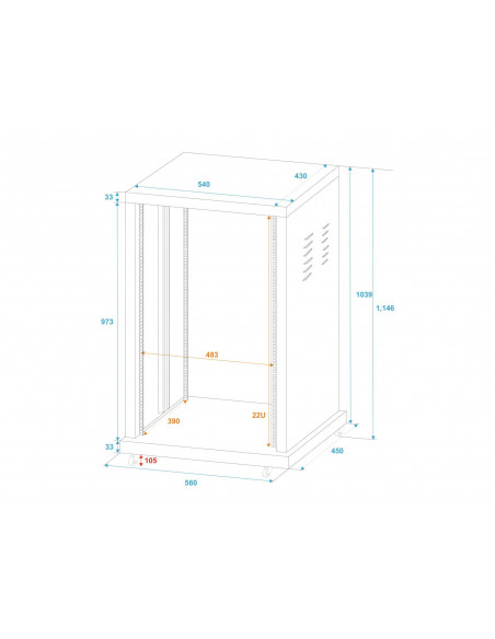 ROADINGER Steel Rack SR-19, 22U