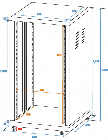 ROADINGER Steel Rack SR-19, 30U