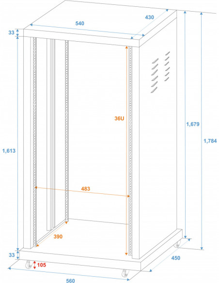 ROADINGER Steel Rack SR-19, 36U