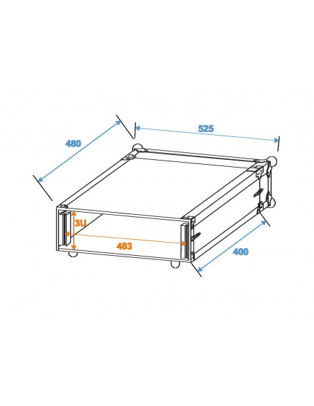 ROADINGER Effect Rack CO DD, 3U, 40cm deep, black