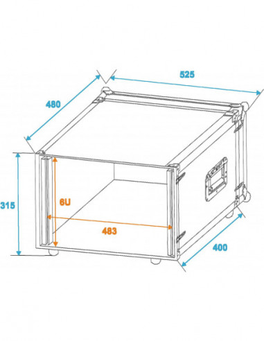 ROADINGER Effect Rack CO DD, 6U, 38cm...